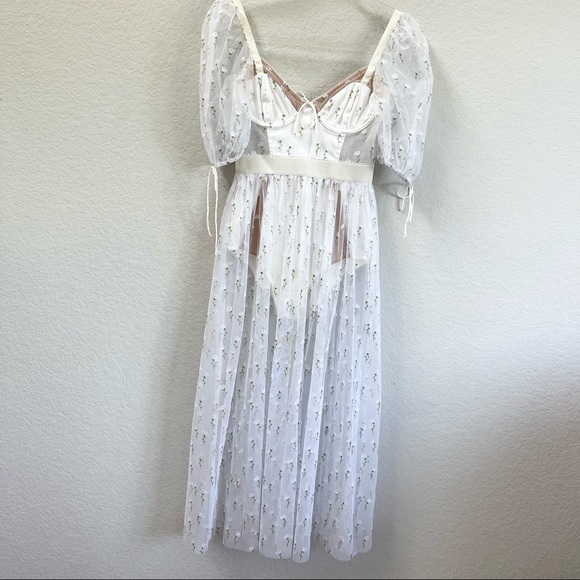 For Love & Lemons Frescia Dress White Lace Floral Size XS - Picture 3 of 9